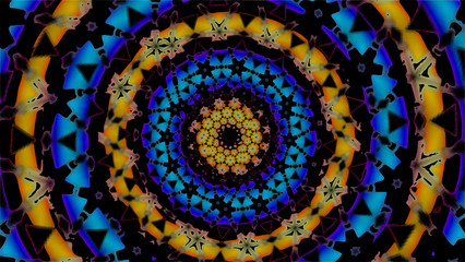 Ornate geometric pattern and artfully abstract multicolored background