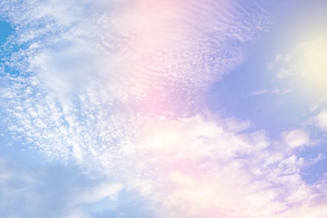 Fototapeta na wymiar beauty soft cloud pastel sky background in dream