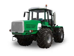 Green farm tractor