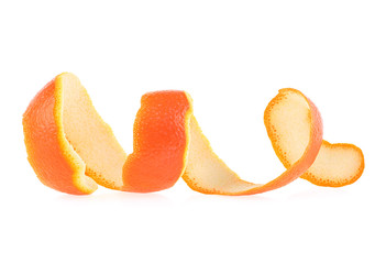 Fototapeta na wymiar Juicy fresh orange peel isolated on white background, Vitamin C. Healthy food.