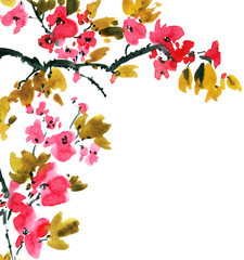 Blossom sakura tree branch