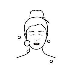 Girl cares about her face. Facial care procedure.