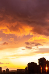 Beautiful evening sky in the sity