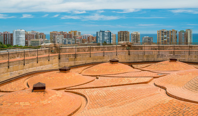 Panoramic sight in Malaga from the Cathedral roof. Andalusia, Spain.