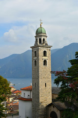 Fototapeta na wymiar Lake Lugano in the city of Lugano, Switzerland. Europe.