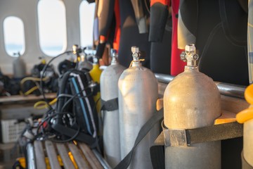 Scuba gear on the boat drying