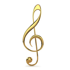 Fototapeta premium Golden key note on a white background. 3D illustration