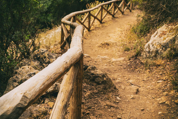 Fototapeta premium mountain road walk day off trekking panoramic view, rest in the mountains tourist trail safety