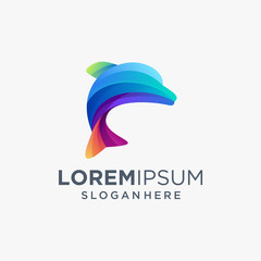 colorful dolphin logo design illustration