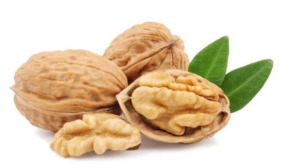 Walnuts isolated on white background