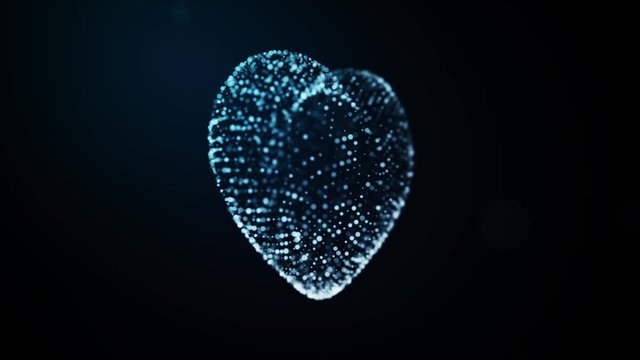 Pulsating heart. Shiny particles. Looped video.