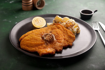schnitzel with butter and lemon