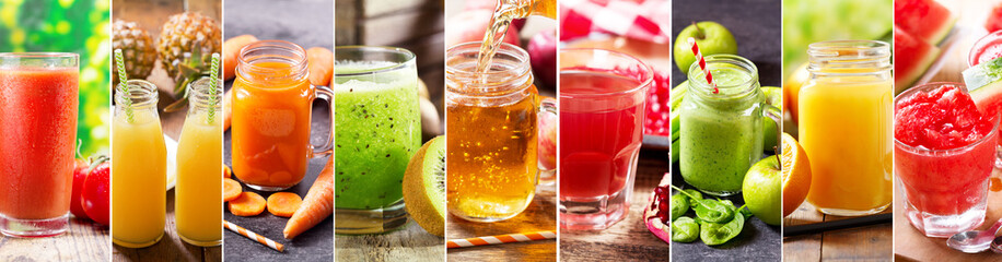 collage of various fresh juice