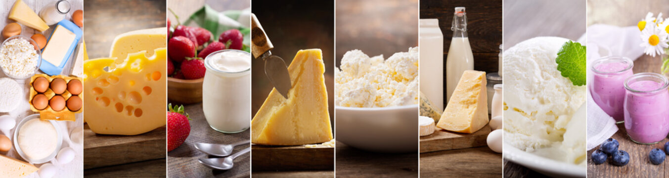 collage of various dairy products