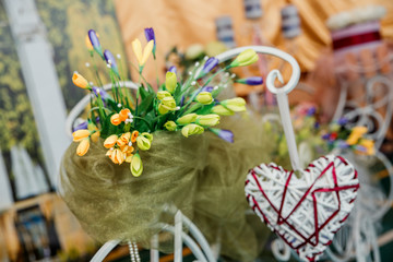 Flowers - decoration for the holiday. Wedding decorations on the table.