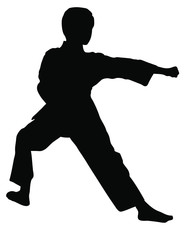 Fototapeta na wymiar Kid karate stock vector silhouette
