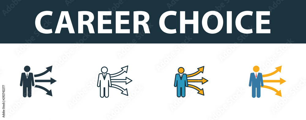 Poster career choice icon set. premium symbol in different styles from productivity icons collection. creat