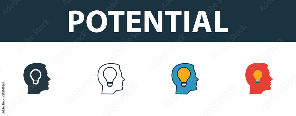 Poster potential icon set. premium symbol in different styles from productivity icons collection. creative 