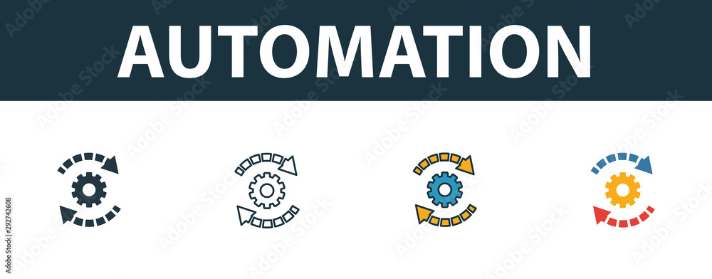 Poster automation icon set. premium symbol in different styles from productivity icons collection. creative
