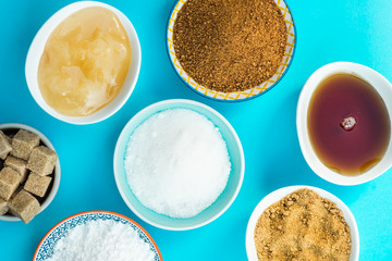 Different Kinds of Sugar and Sweeteners in the Bowls