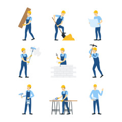 Cartoon Color Character Person Workers Engineers Set. Vector
