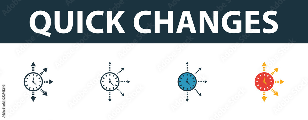 Poster quick changes icon set. premium symbol in different styles from productivity icons collection. creat