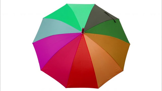 Stop motion:  Rainbow umbrella and color flow