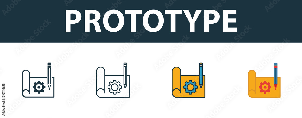 Poster prototype icon set. premium symbol in different styles from startup icons collection. creative proto