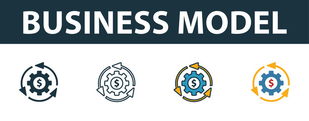 Business Model icon set. Premium symbol in different styles from startup icons collection. Creative business model icon filled, outline, colored and flat symbols