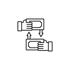exchange, finance line icon on white background