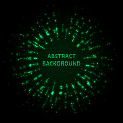Abstract stipple background. Green Luminous circles. Aquamarine elegant glowing circle.  Green light ring. Virid sparking particles. Colorful ellipse. Bright border.