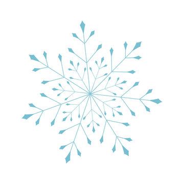 Blue Snowflake isolated on white background. Vector illustration.