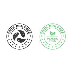 BPA free vector green check mark certified icon. Safe food package stamp, healthy sin BPA, Spanish seal stamp.