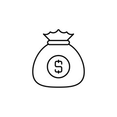 money bag line icon on white background
