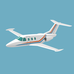 Small private jet vector. Business jet illustration.