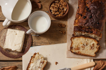 Barmbrack or bairin breac is a traditional Irish sweet yeast bread with grapes and raisins, often eaten with afternoon tea butter and traditionally served on Halloween.