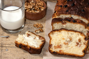 Barmbrack or bairin breac is a traditional Irish sweet yeast bread with grapes and raisins, often eaten with afternoon tea butter and traditionally served on Halloween.