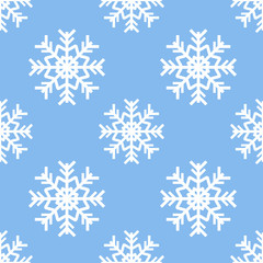 Fototapeta na wymiar Icono plano patrón con estrellas de nieve sobre fondo azul