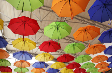 Fototapeta na wymiar seamless pattern with colorful umbrellas. Abstract background with red, yellow, green, blue, orange umbrellas..