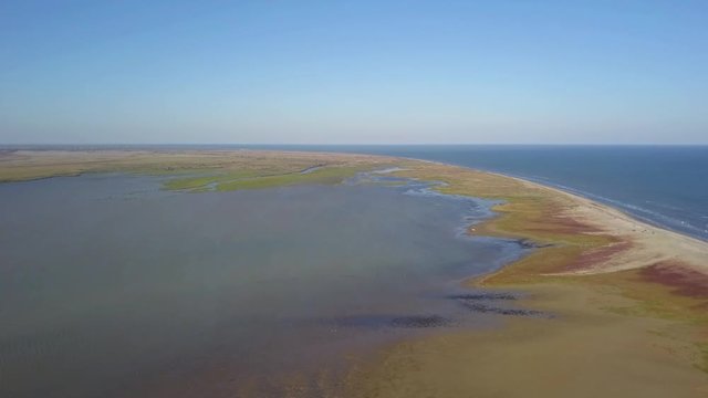 Sacalin Island, aerial view. A newly formed island between the Black Sea and Danube Delta.
