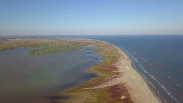 Sacalin Island, aerial view. A newly formed island between the Black Sea and Danube Delta.