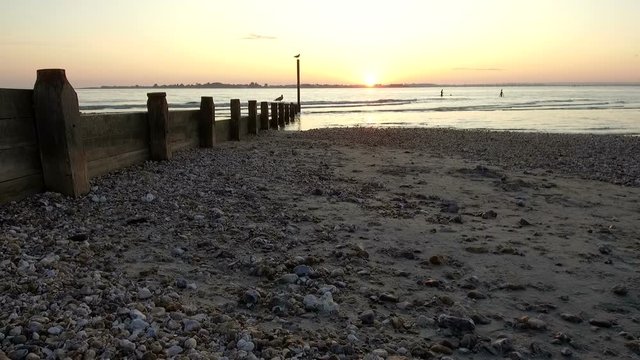 West Wittering beach near Chichester in West Sussex - United Kingdom at sunset - 25th of August 2019