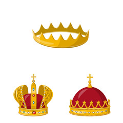 Vector illustration of monarchy and gold icon. Collection of monarchy and heraldic stock vector illustration.