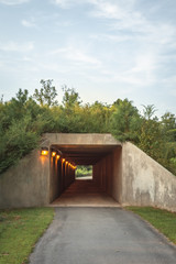 Fototapeta na wymiar Tunnel that serves as walkway under a street