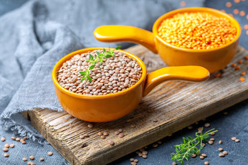 Red lentils are a high-protein product for a healthy diet.