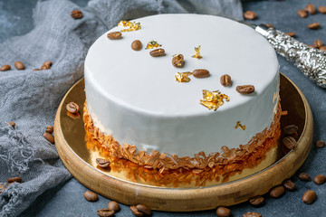 Modern tiramisu mousse cake.