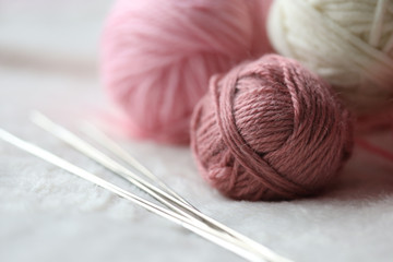 knitting - threads and knitting needles