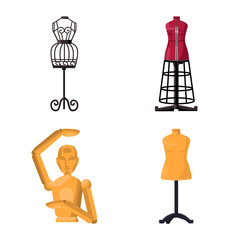 Vector illustration of mannequin and fashion logo. Set of mannequin and form vector icon for stock.