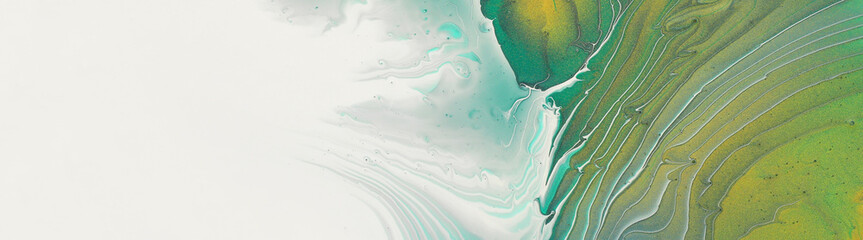 art photography of abstract marbleized effect background. emerald green, white and gold creative...
