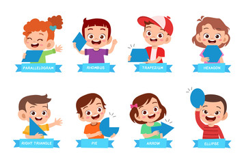 cute kids learn basic shape math lesson